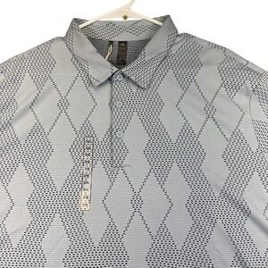 Adidas Polo Shirt Mens 2XL Light Blue Argyle Golf Performance Recycled JI6446